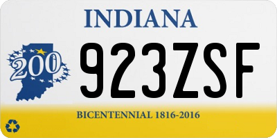 IN license plate 923ZSF