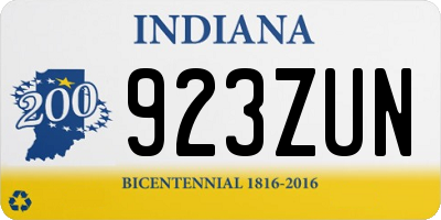 IN license plate 923ZUN