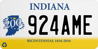 IN license plate 924AME