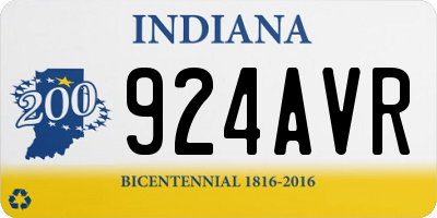 IN license plate 924AVR