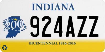 IN license plate 924AZZ