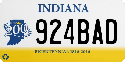 IN license plate 924BAD