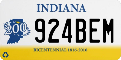 IN license plate 924BEM