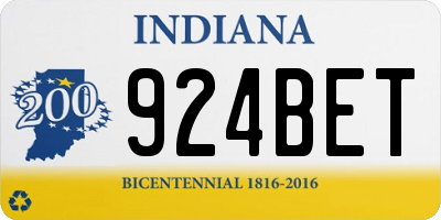 IN license plate 924BET
