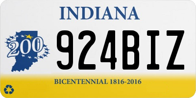 IN license plate 924BIZ