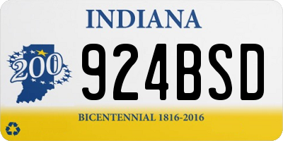 IN license plate 924BSD