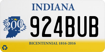 IN license plate 924BUB