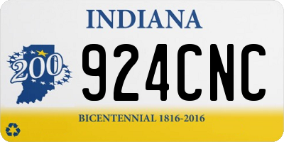 IN license plate 924CNC
