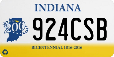 IN license plate 924CSB