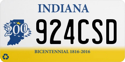 IN license plate 924CSD
