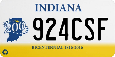 IN license plate 924CSF