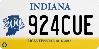 IN license plate 924CUE