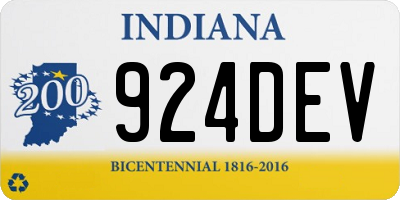 IN license plate 924DEV