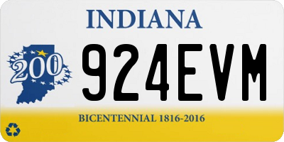 IN license plate 924EVM