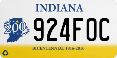 IN license plate 924FOC