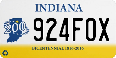 IN license plate 924FOX