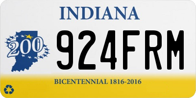 IN license plate 924FRM