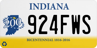 IN license plate 924FWS