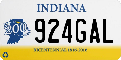 IN license plate 924GAL