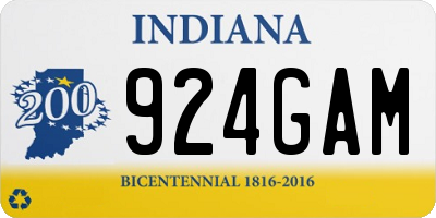 IN license plate 924GAM