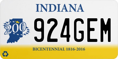 IN license plate 924GEM