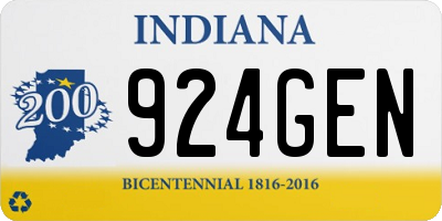 IN license plate 924GEN
