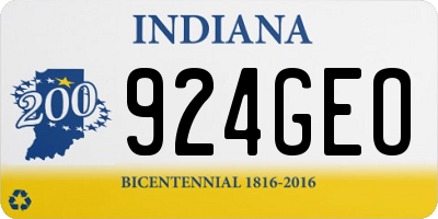 IN license plate 924GEO
