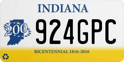 IN license plate 924GPC