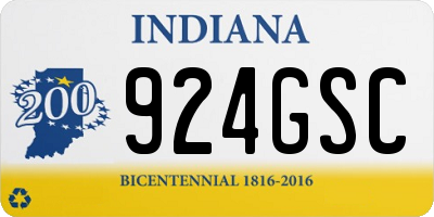 IN license plate 924GSC