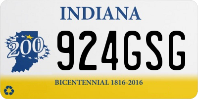 IN license plate 924GSG