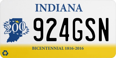 IN license plate 924GSN