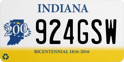 IN license plate 924GSW