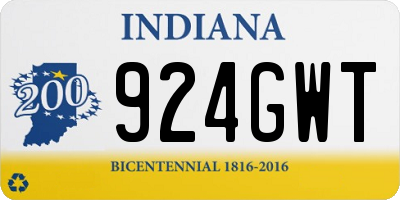 IN license plate 924GWT