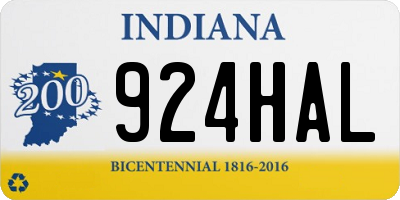 IN license plate 924HAL