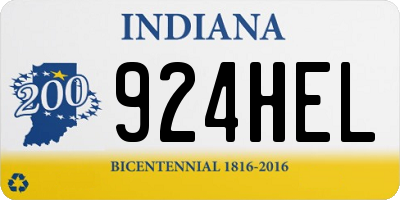 IN license plate 924HEL