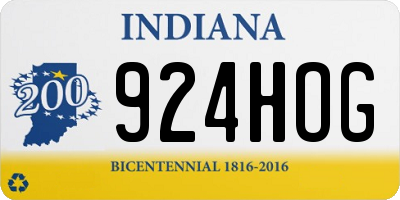 IN license plate 924HOG