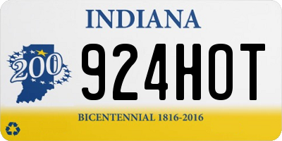 IN license plate 924HOT