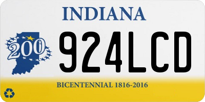IN license plate 924LCD