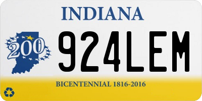 IN license plate 924LEM