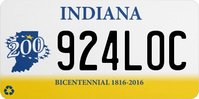 IN license plate 924LOC