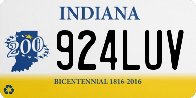 IN license plate 924LUV