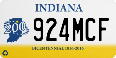 IN license plate 924MCF
