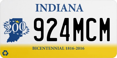 IN license plate 924MCM