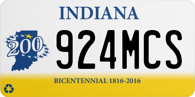 IN license plate 924MCS