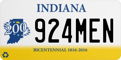 IN license plate 924MEN