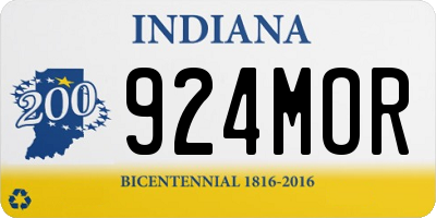 IN license plate 924MOR