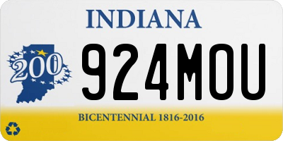 IN license plate 924MOU
