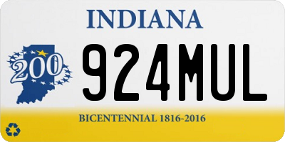 IN license plate 924MUL