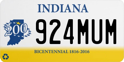 IN license plate 924MUM