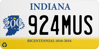 IN license plate 924MUS